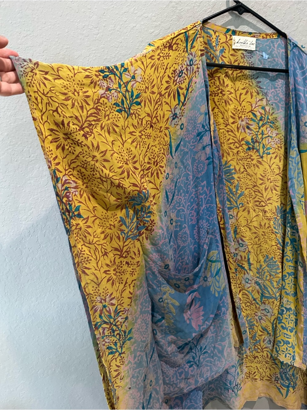 Kantha Bae Silk Boho Kimono Duster Open Front Sz OS - Picture 3 of 10
